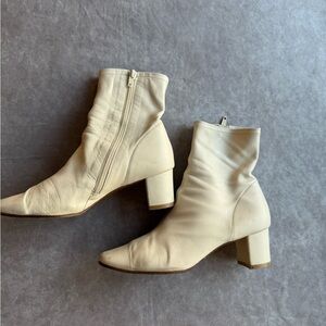 By Far Elegant Cream Ankle Boots